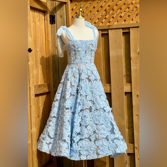 🆕 BRONX & BANCO 🧿 NWOT Sabrina Blue Midi Dress, Sz S - US 4 - Picture 14 of 17